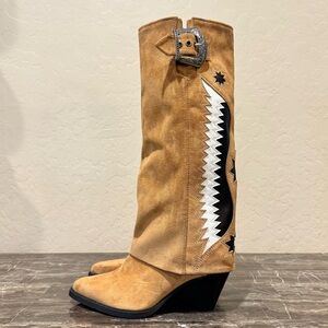 Zodiac Rowena Wings Faux Suede Embellished Western Boots